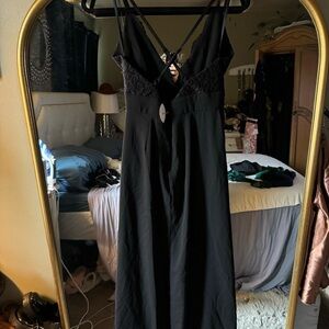 Black lace spaghetti strap split maxi dress size medium